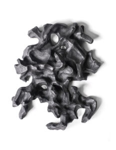 Black abstract wall sculpture made from stoneware